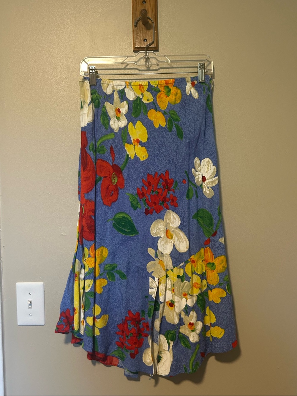 Jams World Blue Floral A-Line Skirt with Multicolor Blooms